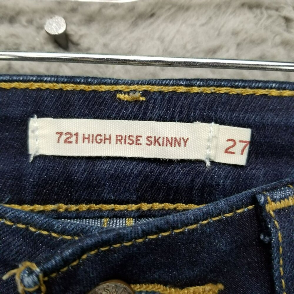 Levis Jeans Womens 27 Blue 721 High Rise Skinny Stretch Denim - Picture 4 of 13